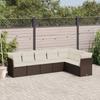 7 Piece Garden Sofa Set with Cushions Brown Poly Rattan