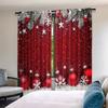 2D flat printing 2pcs Christmas curtains Christmas Red Ball Digital Printed Polyester Drapes Birthday Party Perfect for Parties