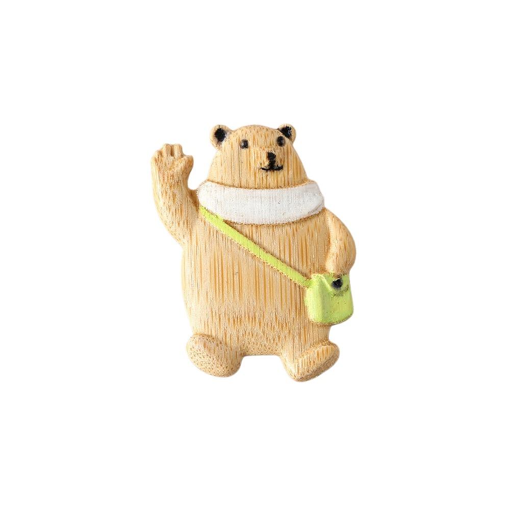 Guitar Bear Animal Pin Scarf Bear Badge Exquisite Sweater Wooden Brooch Party