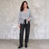 Women's Cropped Streetwear Jacket with Flattering Fit, Hem, V-Neck and Single-Breasted Button Front