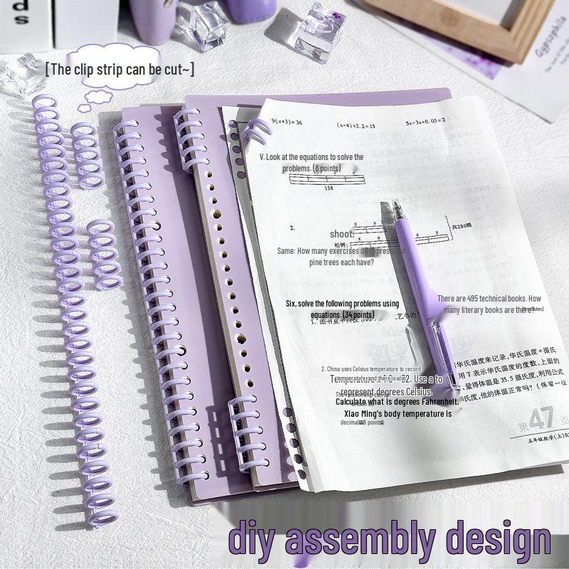 A4 Hard Cover Loose-Leaf Notebook with Detachable Ring Binder and DIY Cut-to-B5 Option
