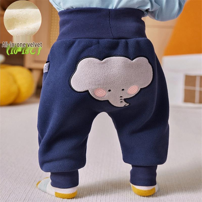 Baby Jungen Winter Fleece Leggings mit hohem Bund und Bauchschutz