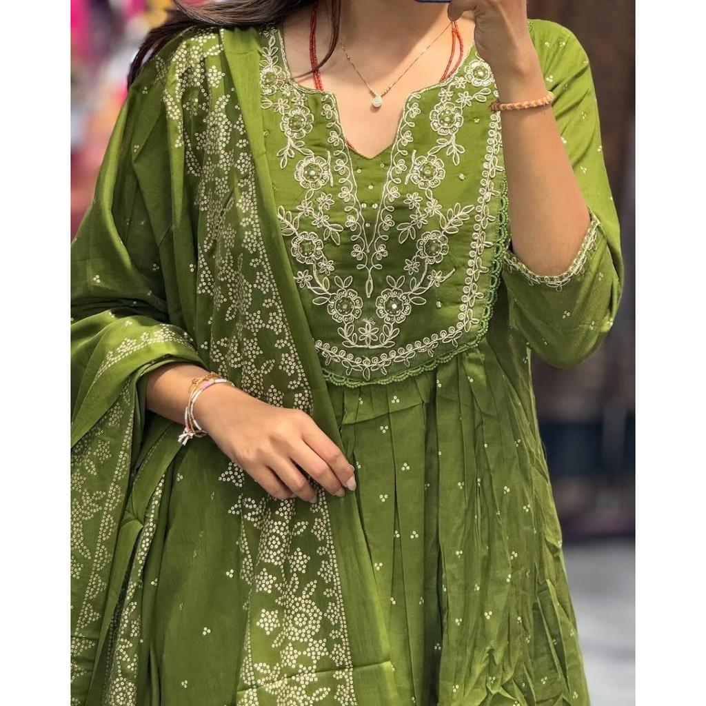 Indian Designer Top Tunic Kurti Pant Dupatta Set Women Bollywood Salwar Suit VFP-1844a