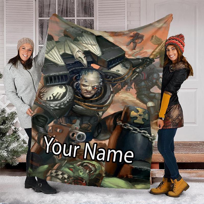 Custom Name Warhammer 40K Theme Printed Blanket - Perfect for Couch, Bed, Travel & Outdoor Use | Machine Washable, Cozy & Durable.