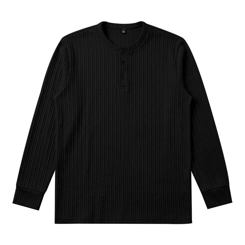 Herren Langarm Henley Shirt, Zopfmuster Gerippt Gestrickt Knopfleiste Lässig Rundhals Tägliches Herbst Winter Oberteil