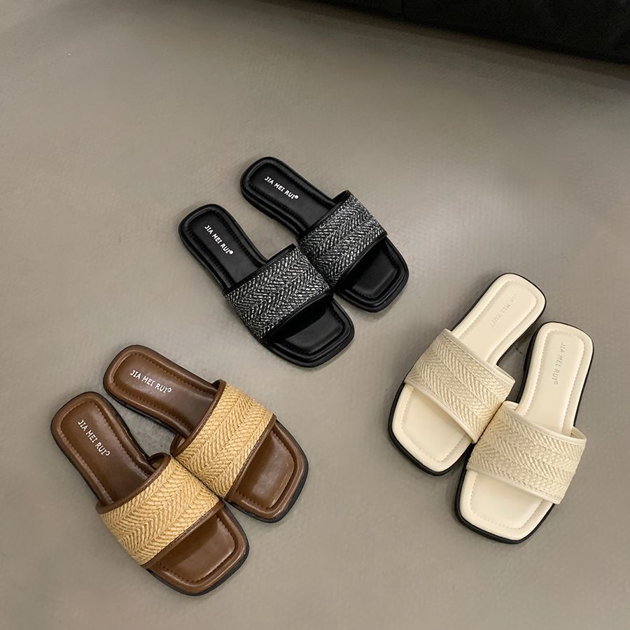 Women's Slippers Women's Summer Wear New Niche Retro Fairy Style with Skirt Versatile Flat Bottom Seaside Sandals