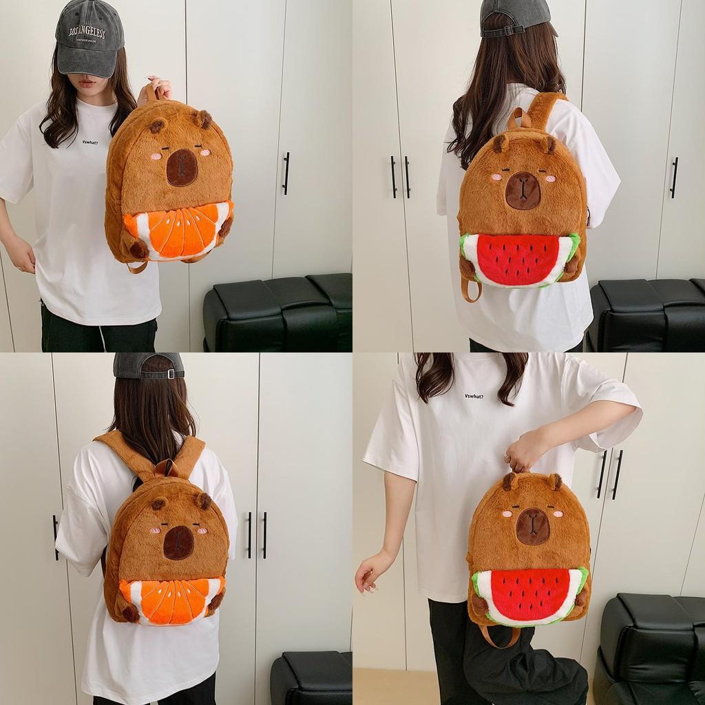 Capybara Plush Backpack For Kids With Zipper Closure And Breathable Design For School And Travel