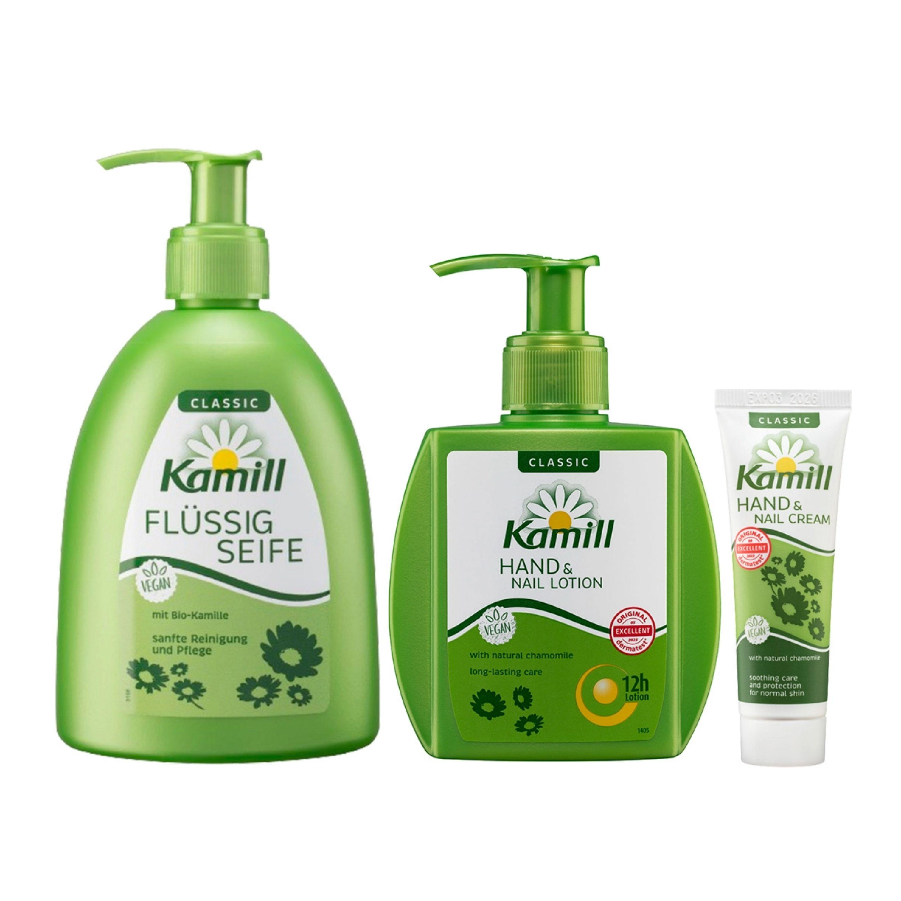 

Kamill Handwash 300ml + Handlotion 125ml + Mini Handcream 30ml Set