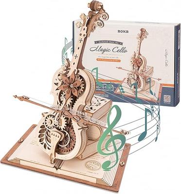ROBOTIME AMK63 Magic Cello Adults 3D Puzzles -3D Wooden Puzzles for Adults - Wooden Music Box Puzzle To Build - Unique Music Gift Hobby Kits