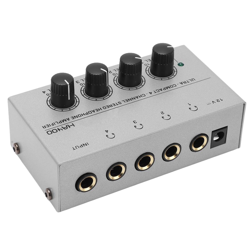 4 Channel Headphone Amplifier Stereo Earphone Splitter with Power Adapter