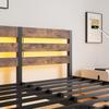 140x190 Bed Frame with LED Lighting and USB Charging Station, Metal Bed Frame Without Mattress, with Storage Under the Bed