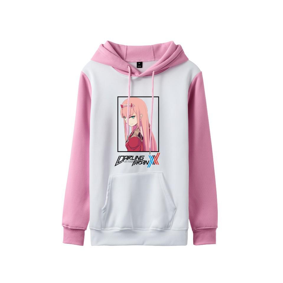 Zero Two Darling in the Franxx Colorblock Hoodie - Herbst/Winter Lässiger Anime Pullover