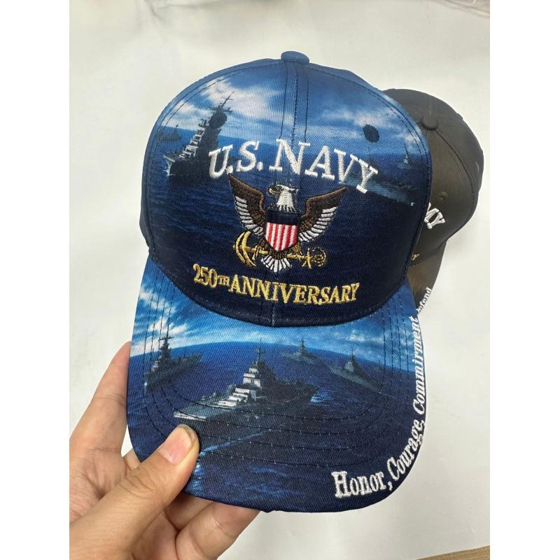Fashion 110th Anniversary American Flag Embroidered Distressed Denim Baseball Cap U.S. NAVY Embroidered Letter Baseball Cap