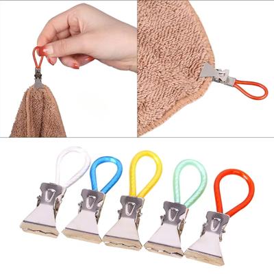 5PCS Clothes Pegs Stainless Steel Clothespins Colorful Laundry Tea Towel Hanging Clips Loop Clothes Folder Bathroom Accessories