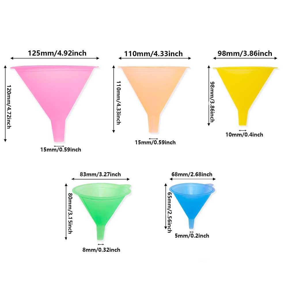 6-5pcs/set Stackable Transparents Colorful Funnel Multifunctional Home Candy Color Funnel