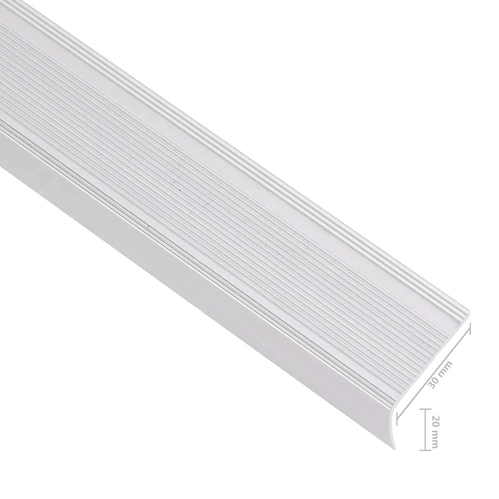 L shaped Stair Edge Protectors 5 pcs Aluminum 100 cm Silver