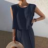 Spring/Summer 2023 Cotton Linen Casual Two-Piece Set: Sleeveless Top & Wide-Leg Pants for Women