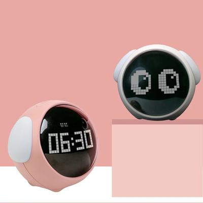 Digital LED For Home Night Light Child Alarm Clock Voice Controlled Light Bedside Cute Expression Alarm Clock Multifunctional