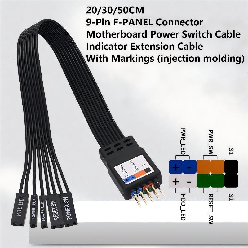 20cm 30cm 50cm 9Pin Header Computer Motherboard Front Extension Cable For PC Motherboard Power Restart Hard Drive