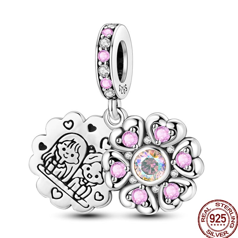 Copper Pink Puppy Flower Bird Pink Charm Beads Suitable For 3Mm Original Bracelet Diy Jewelry Gift