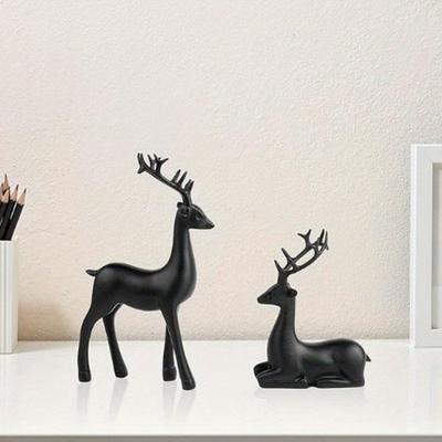 2 Pcs, Room Decor Mother Deer Cute Kids Room Decor Sculptures Kawaii Sculptures Christmas Home Decoration Fawn Figurines