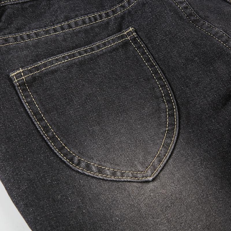 Women's Retro Low-Waist Flared Jeans with Floral Embroidery