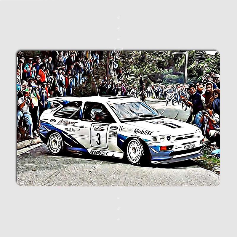 Escort RS Cosworth Rally Action Legend Car Metal Sign Poster Garage Indoor Room Decoration Automobile Club Vintage Home Decor