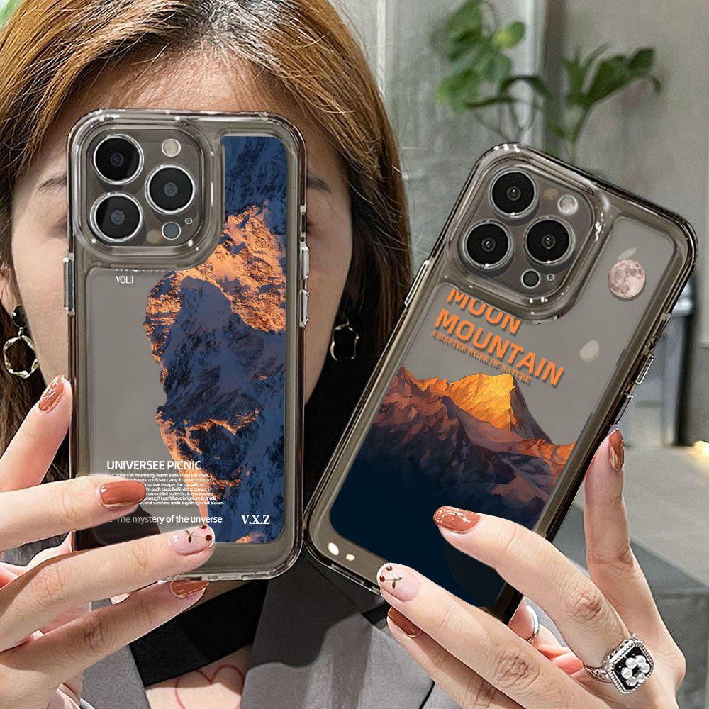 Dark Purple Snow Mountain Ins Wind Applicable iPhone17pormax Mobile Phone Case 16pro Apple 15 All-inclusive 13/14