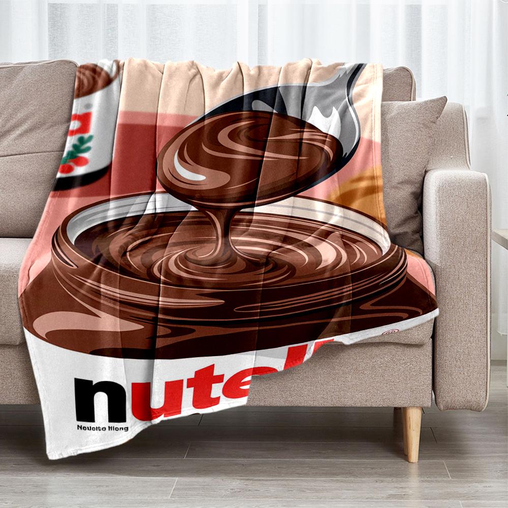 Coperta stampata a tema Nutella - Perfetta per divano, letto, viaggi e uso all'aperto | Lavabile in lavatrice, accogliente e resistente.