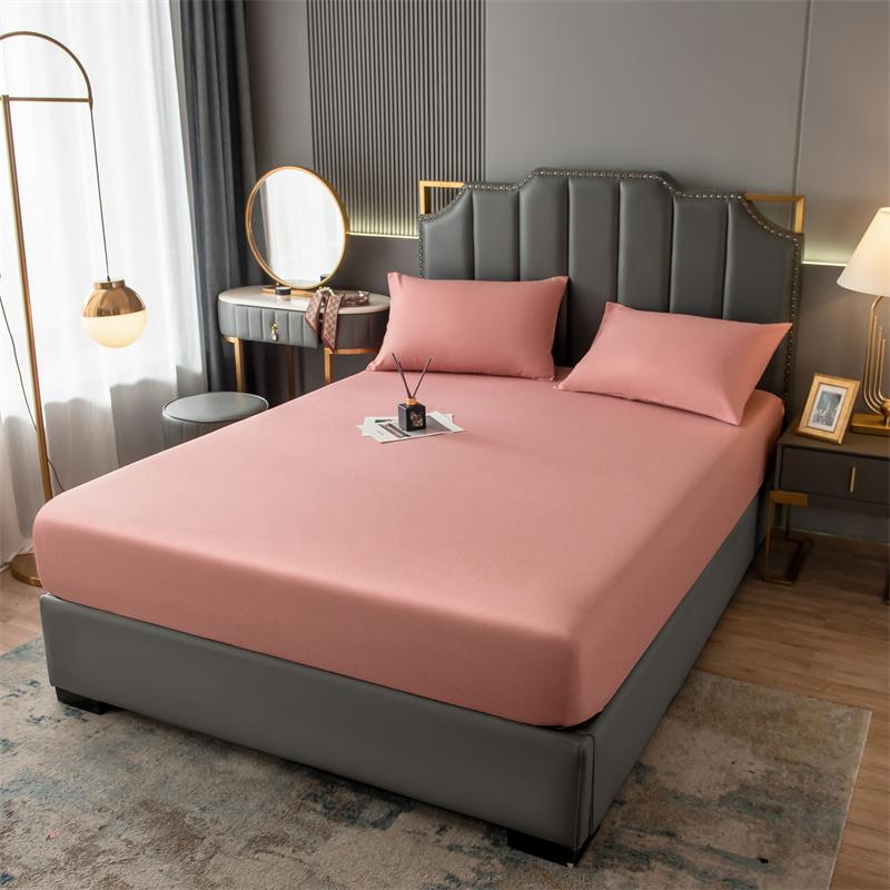 Bed Sheets Set with Pillowcase Single/Queen/King Fitted Bed Sheets with Elastic Band Solid Color Bed Sheets for Double Beds