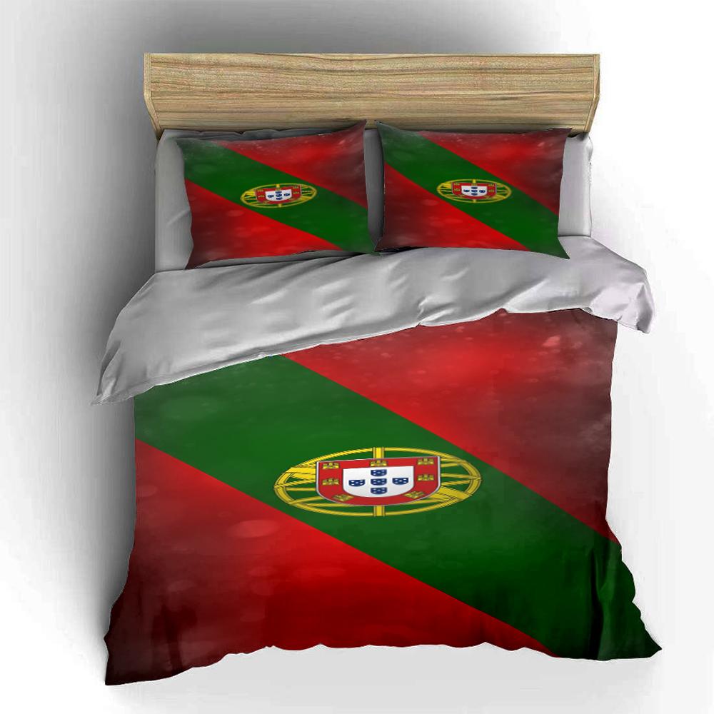 Portugal Flag Bedding Set Bedding Set (1 Duvet Cover, 2 Pillowcases, Duvet Not Included)