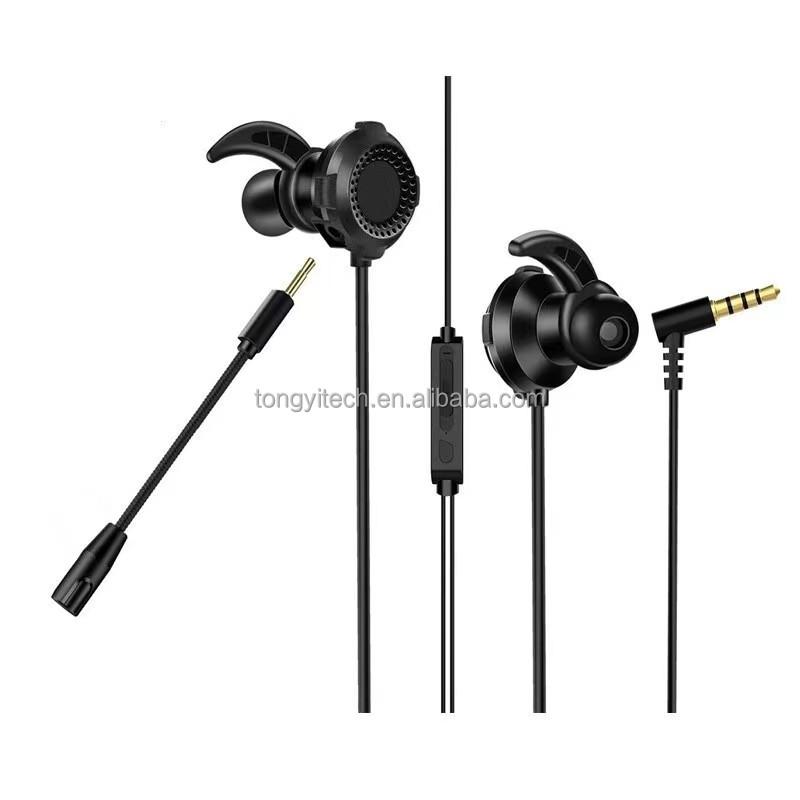 Lightweight 3.5mm Jack In-Ear Wired Gaming Earphones with Detachable Mic Right Angle Plug for Music Wired Earbuds