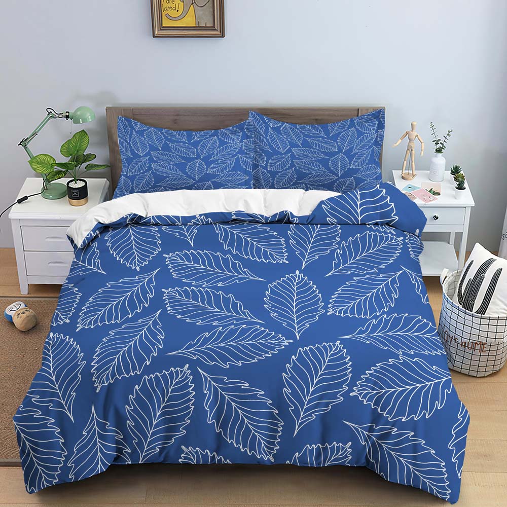 Flower Leaves Duvet Cover Set Fashion Pattern Print Polyester Comforter Covers with Pillow Case King Queen Twin Size Bedding Set