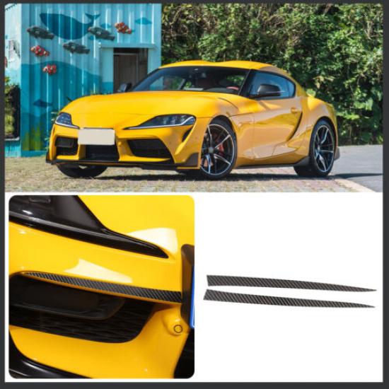 Front Carbon Fiber Fog Light Lamp Eyebrow Cover Trim For Toyota Supra A90 19-24