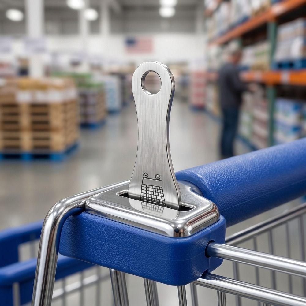 Stainless Steel Trolley Key Holder Metal Ring Supermarket Keyring Shopping Cart Keychain  Men