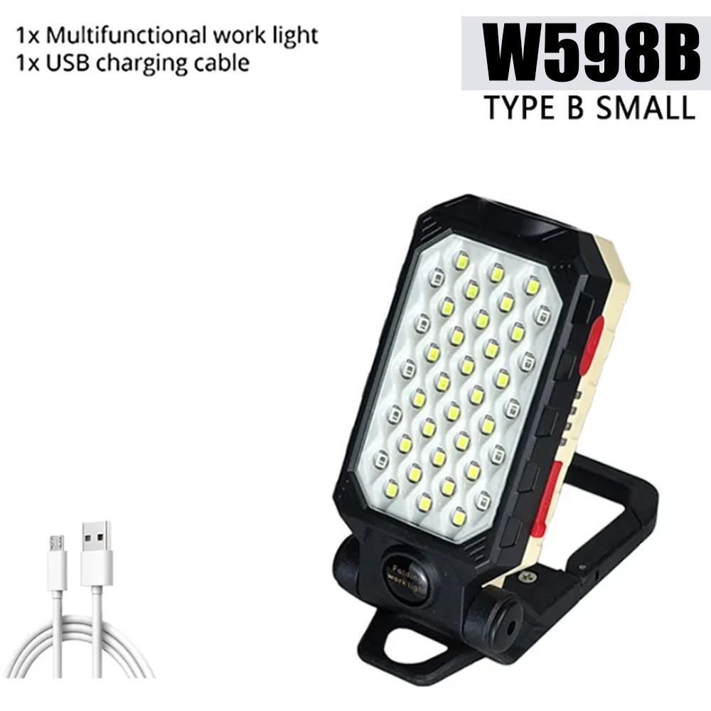 LED COB Work Light Portable Rechargeable Flashlight Magnetic Waterproof Camping Lantern Magnet Design with Power Display