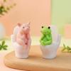 Funny Sitting On Toilet Bathroom Statue Cartoon Creative Frog Ornament Novelty Cute Pig Statue Bathroom Decor