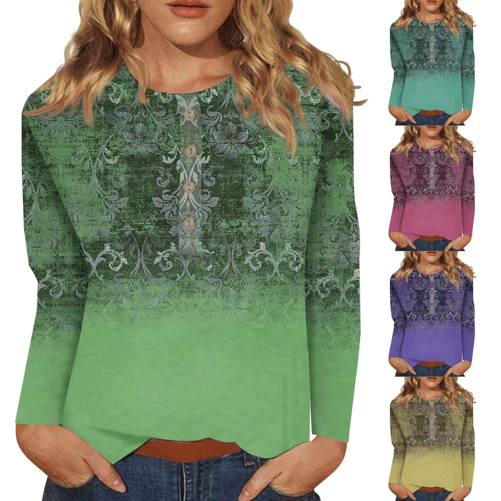 

Женские топы с воротником на пуговицах Женские блузки Женские повседневные топы с длинным рукавом и V-образным вырезом Модные рубашки с принтом Топы Футболки Пуловеры Топы