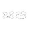 Double-Line Criss-Cross Adjustable Pure Silver Finger Ring for Women