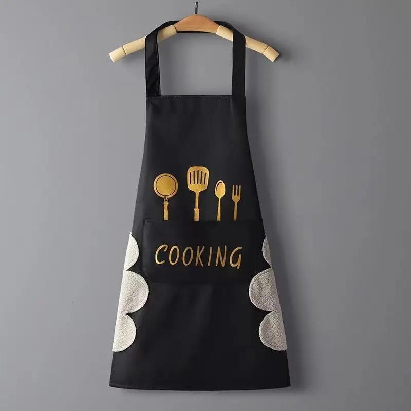 Women's Apron Waterproof Oilproof Can Wipe Hands Kitchen Work Clothes Home Cooking Cleaning For Men Sleeveless Apron