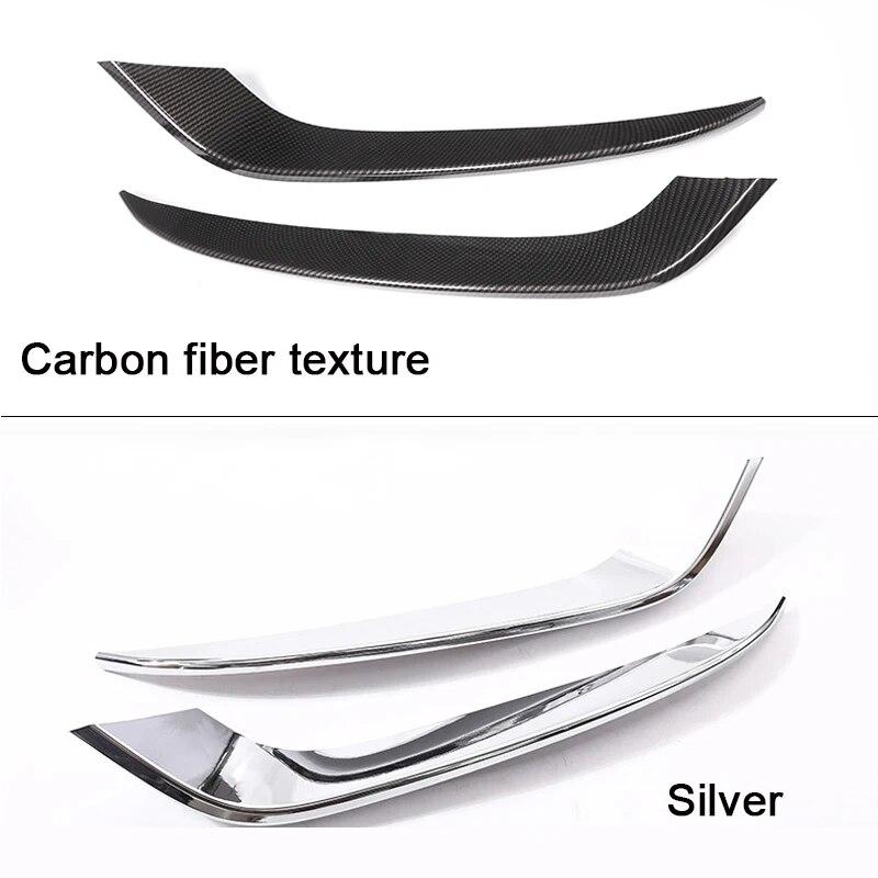 2PCS Carbon Fiber Texture ABS Car Front Fog Lamp Trim Strip Decorative Sticker Auto Exterior Accessories For BMW 3GT F34 2013-18