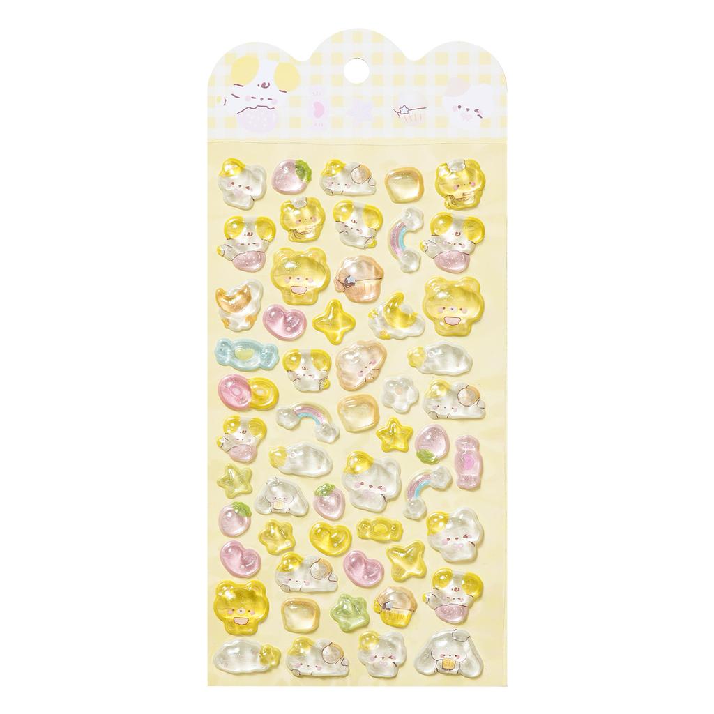 3D Embossed Crystal Animal Stickers - Fun Cartoon Reward Decals for Kids, Perfect for DIY Decor & Holiday Gifts
