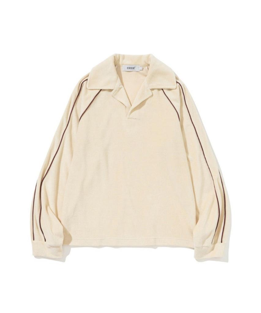 ERER Velor Piped Collar Tee Cream