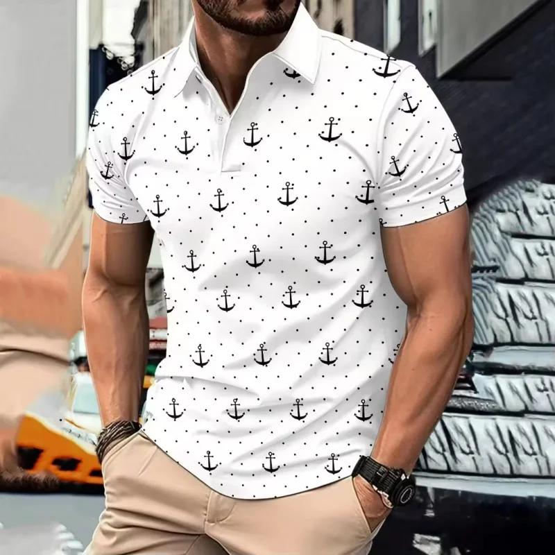 Tropical Floral Print Short Sleeve Polo Shirt, Casual Summer Essential