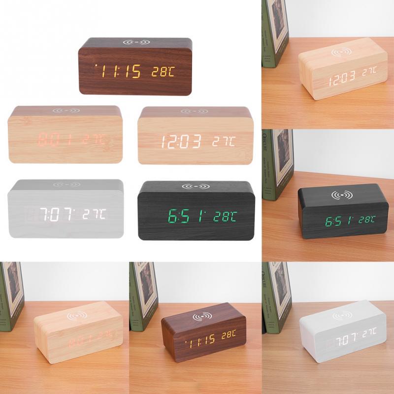 Alarm Clocks Digital Table Led Alarm Clock with Wireless Charger Qi