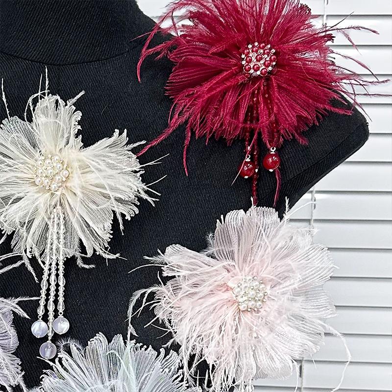 Fairy Beauty Multi-layer Pearl Feather Flower Patches DIY Hairpin Hair Accessories Corsage Applique Sweater Coat Accessories