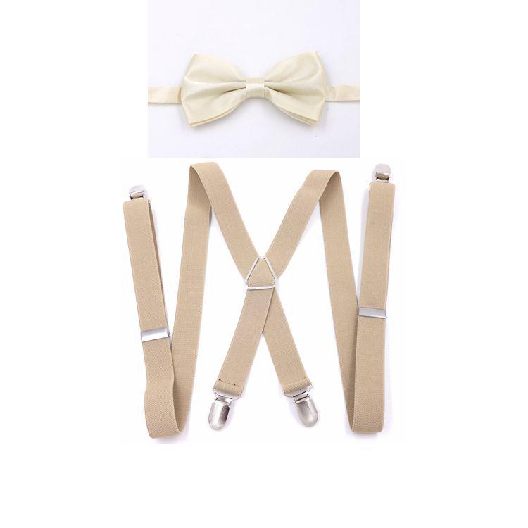 Unisex X-Shape Adjustable Black Suspenders with Bow Tie for Weddings & Performances.