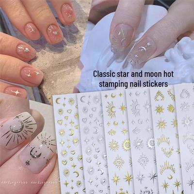 „Bohemian Silber Stern & Mond Nagelsticker Set“