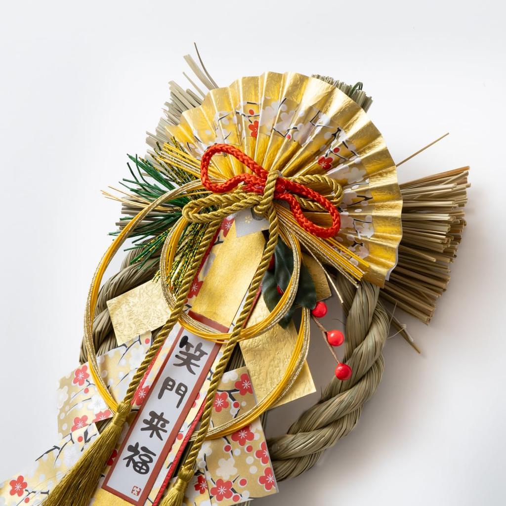 Hideshime Shimenawa New Year Wreath KJ-04 Kinju Fuku Entrance Decoration 33cm Handmade Japanese Aquatic Plants Traditional Ornament