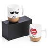 Pair of Espresso Gift for Wedding Set of with Cork Love-KANKEI Mugs, Weddings, Mr. & Mrs., Anniversary, 300ml, 2, White,